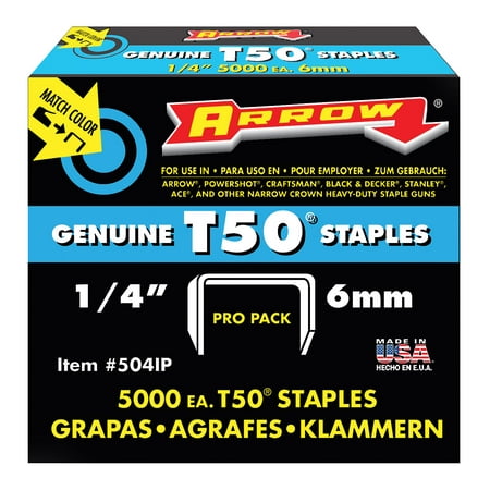 Arrow Fastener 1/4-Inch T50 Staples, 5000 Count