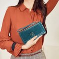thumbnail image 5 of New women's long purse multifunctional zipper mobile phone bag fashion buckle hand bagblue, 5 of 5