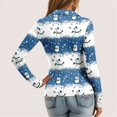 thumbnail image 7 of Women's Fashion Casual Vintage Christmas Printed V-Neck Long Sleeve Button-Down Polo Shirt Top, Holiday Blouse, Collared T-Shirt,Blue,2XL, 7 of 7