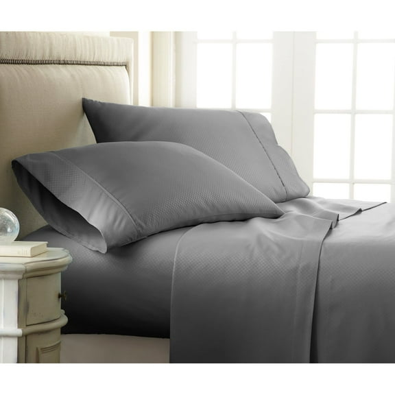 Simply Soft 4 Piece Checkered Embossed Bed Sheet Set