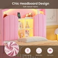 thumbnail image 5 of Afuhokles Twin Bed Frame with Drawer and LED Lights and Charging Station, Hidden Storage Headboard Princess Velvet Upholstered Platform Bed with Headboard, Pink, 5 of 7