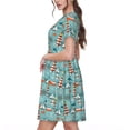 thumbnail image 2 of Fotbe Sea Lighthouse Vestido Largo de Moda para Mujer, Vestido Tipo Camiseta con Manga Corta y Estilo Casual a Rayas y Bloques de Color, 2 of 6