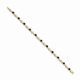 thumbnail image 2 of Real 14kt Yellow Gold Diamond and Sapphire Chain Bracelet; 7 inch; Lobster Clasp; for Adults and Teens; for Women and Men, 2 of 3