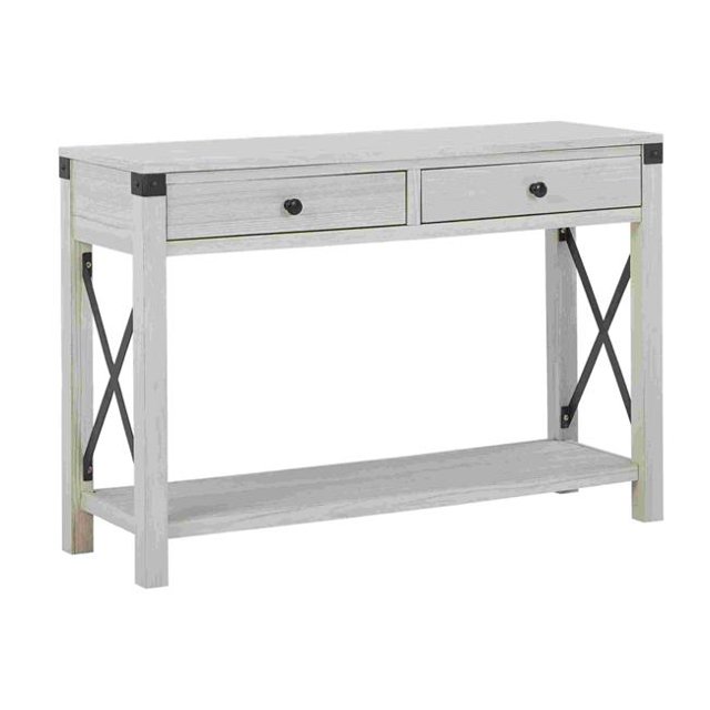 Benzara BM262429 Table Basse avec X Accent Métal & 2 Tiroirs&44; Blanc