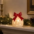 thumbnail image 4 of Lighted Ceramic Christmas Ball Decor, 1Pc White Christmas Ball with Lights Xmas Figurine for Tabletop Mantel Shelf Fireplace Holiday Decorations for Home and Gift, 4 of 6