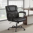 thumbnail image 3 of Furmax Mid Back Executive Office Swivel Computer Task Armrests Ergonomic Leather-Padded Desk Chair with Lumbar Support, Black, 3 of 6