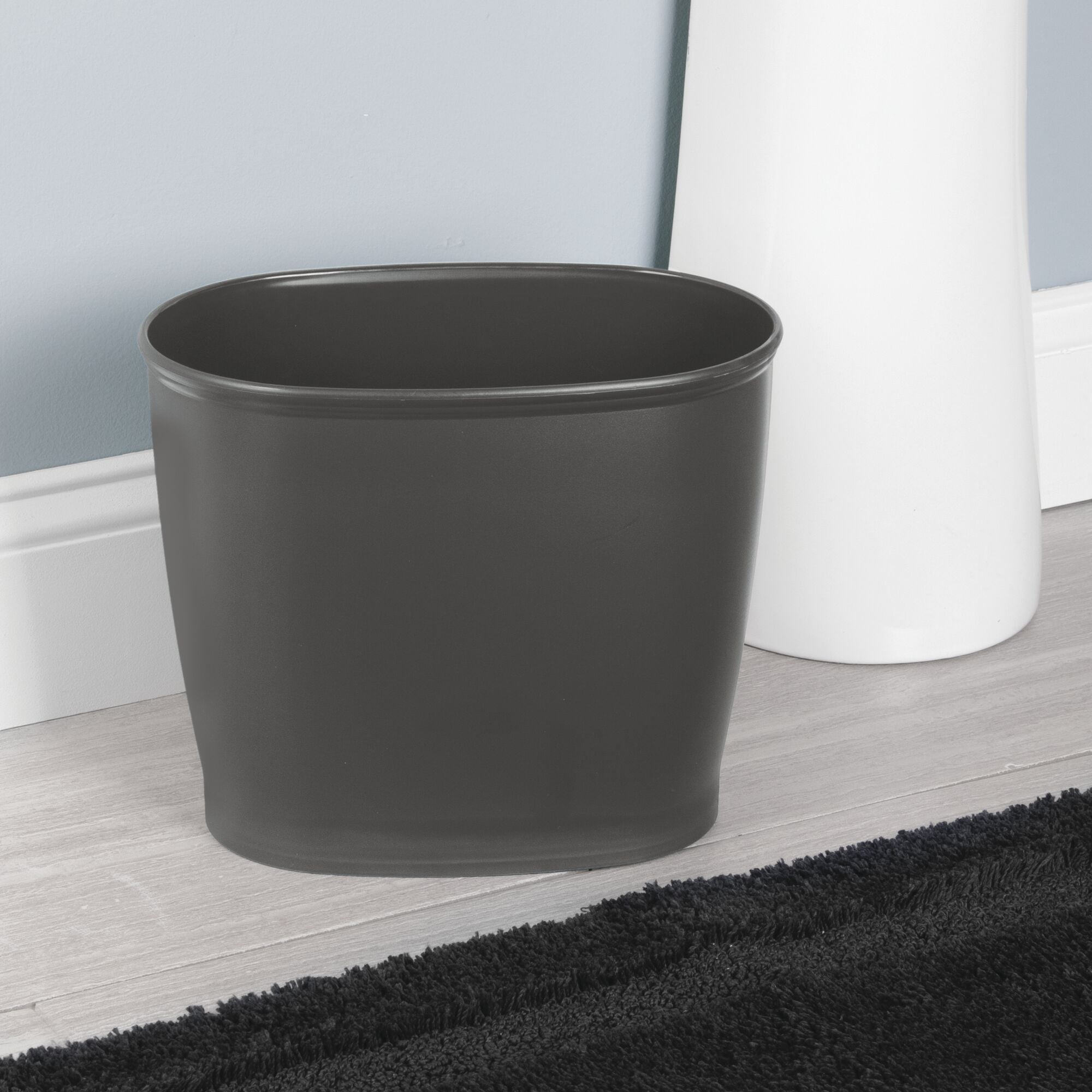 mDesign Plastic 2.25 Gallon Slim Trash Can Garbage Wastebasket Bin, Dark Gray