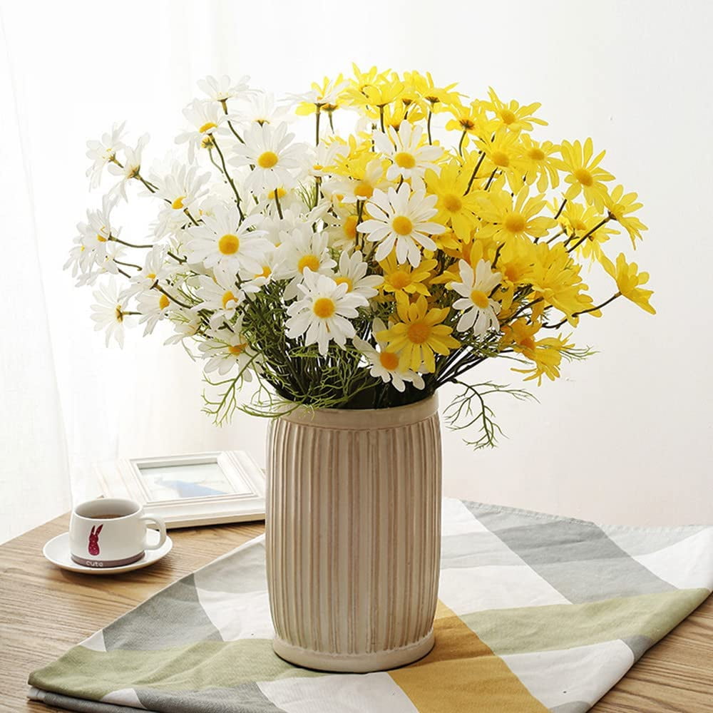 Artificial Daisy Flowers High Small Daisy Artificial Flower Outdoor Silk Flowers Fake Wildflowers Faux Greenery Shrubs Plants with - for Wedding Decoration Home Decoration