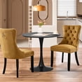 thumbnail image 6 of Kitchen Table and Chairs for 2, 31.5" Dining Table Set for 2 with Velvet Upholstered Chairs, 3 Piece Round Kitchen Table Set, Dining Room Table Set for Small Space, Apartment, Gold/Black, 6 of 8