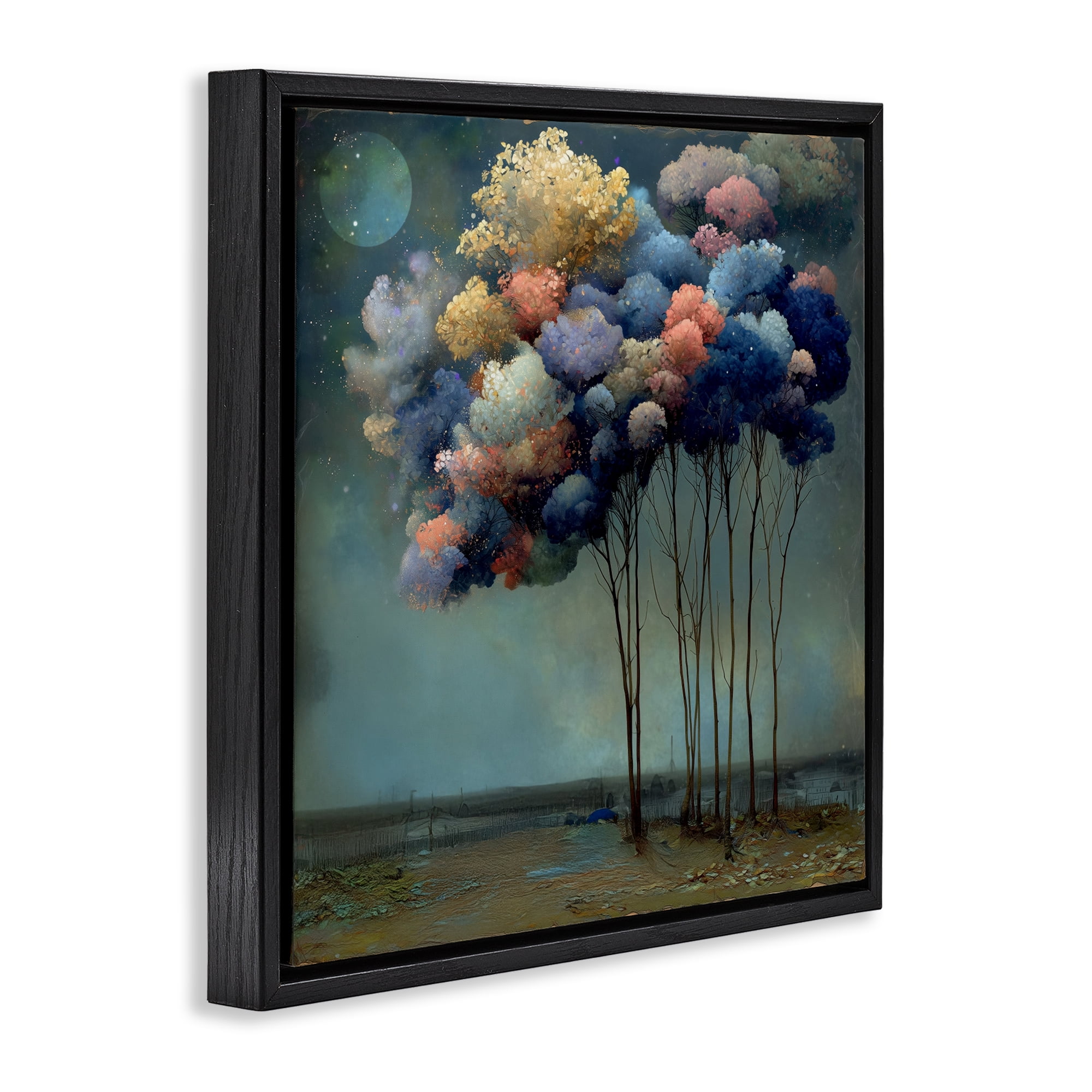 Stupell Industries Dreamy Sky Trees Surrealism Black Framed Floater Canvas Wall Art, design by Annabelle Hall