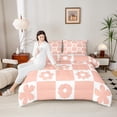 thumbnail image 4 of Homewish Vintage Flowers 3-Piece Full Size Comforter Sets for Teens Boys Girls,Retro Floral Bedding Comforter Set,Geometric Plaid Grid Lightweight Bedding Sets,Super Cozy Room Decor,Reversible, 4 of 8