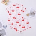 thumbnail image 5 of Conairie Pajamas for Women Set Valentines Cherry Print Cozy Button Down Shirt And Shorts Pj Set Lounge Soft Two Piece Holiday Sleepwear White L, 5 of 7