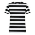 thumbnail image 4 of Awdenio Shirts for Men Short Sleeve T-Shirts Striped Casual Crewneck Basic Shirt Color Block Stretch Summer Beach Tees, 4 of 4