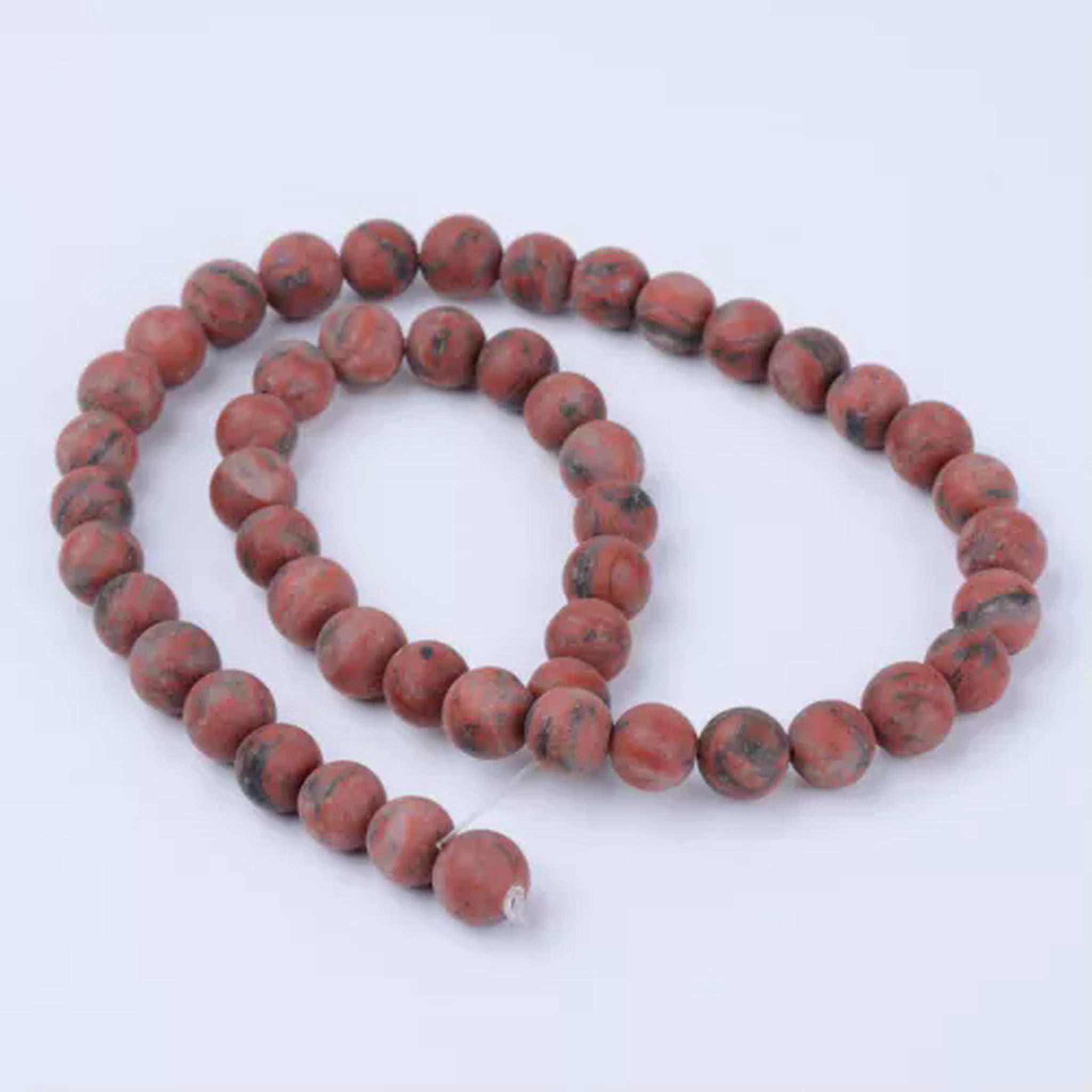 EOEMY 5 Strand Natural Round Gemstone Beads Spacer Loose Stone Beads Frosted 8~8.5mm-Sesame Jasper Beads