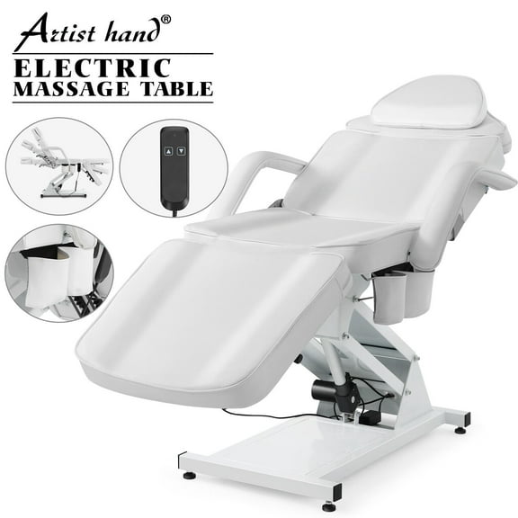 Artist hand Electric Massage Table Adjustable Facial Bed Beauty Spa Salon Tattoo Chair with Remote Control(White)