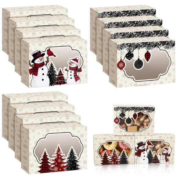 Cajas para Galletas de Navidad Eaasty 24 piezas con Ventana 21x15x7 cm