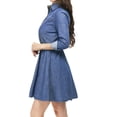 thumbnail image 3 of INSPIRE CHIC Women's Long Sleeves Above Knee Denim Shirt Dress with Belt S Blue, 3 of 6
