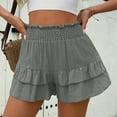 thumbnail image 2 of UAMVSH Beach Shorts for Women Trendy Ladies Ruffle Hem Shorts High Elastic Waist Layered Summer Flowy Baggy Shorts, 2 of 7