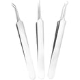 thumbnail image 1 of Professional Blackhead Remover Tools, 3pcs Stainless Steel Whitehead Pointed Tweezers Comedones Acne Precision Sharp Needle Kit Straight Bend Head Tweezer Facial Impurities Zit Removal, 1 of 5
