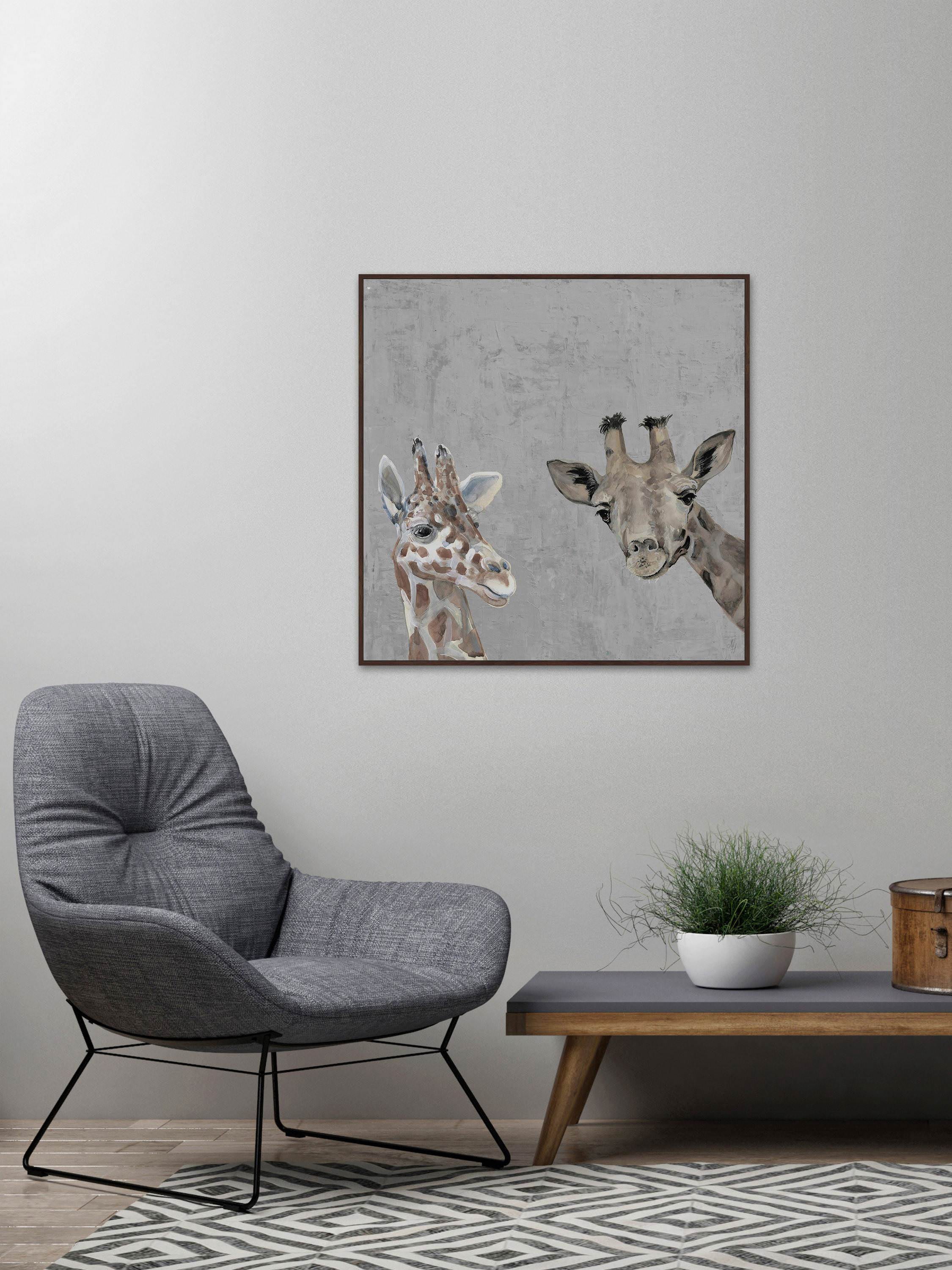 All About Giraffes Floater Framed Painting Print on Canvas