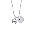 thumbnail image 2 of Delight Jewelry Silvertone Crab Silvertone Script Initial Disc - T - Charm Necklace, 20"+3", 2 of 4