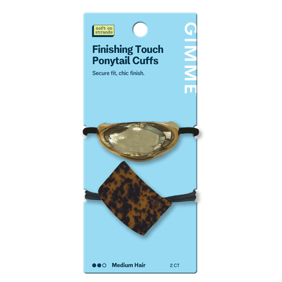 Gimme Beauty Seamless Tortoise and Gold Pony Cuffs for Medium Hair, 2 Count