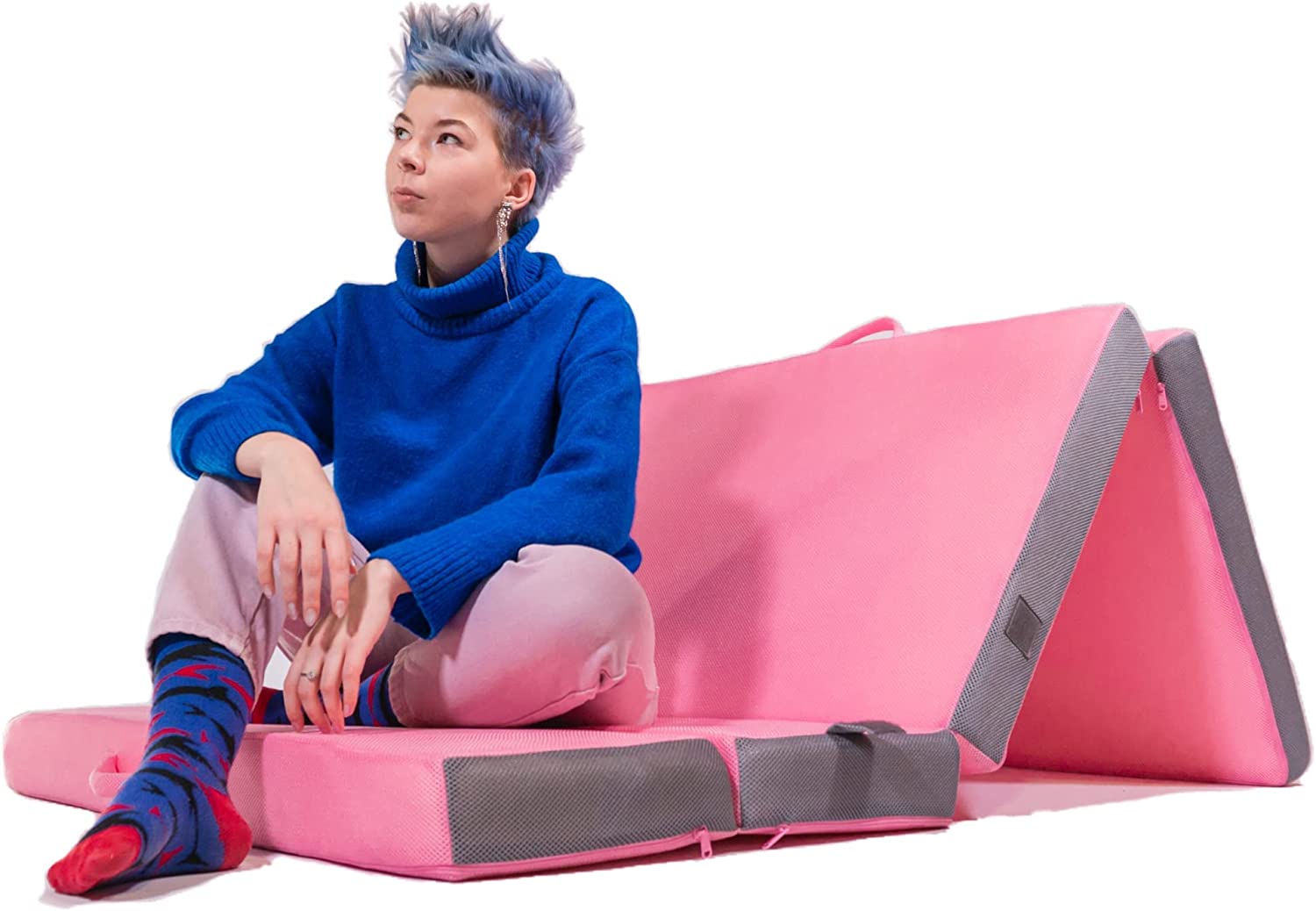 Cozzzi Folding Mattress Trifold Foam Mattress Topper with Removable