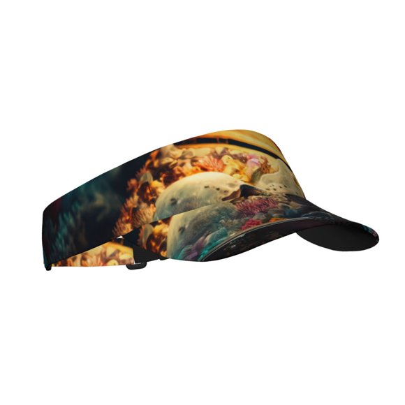 Fotbe Underwater Treasure Chest Visera Deportiva con Diseño, Gorra Abierta Ajustable de Algodón para Mujer y Hombre