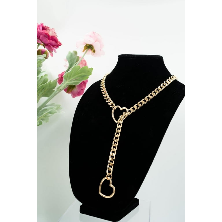 Heart O-ring Slip Chain Necklace For Women, Handmade Punk