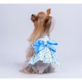 thumbnail image 4 of HQREA Floral Print Dog Dress with Satin Bow and Pearl for Small Dogs Girl, Cat Apparel, 4 of 6