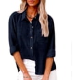 thumbnail image 2 of NANAHuang Womens Button Down Cotton Linen Shirts V Neck Roll Up Long Sleeve Blouses Loose Collared Shirt Casual Work Tops, 2 of 8