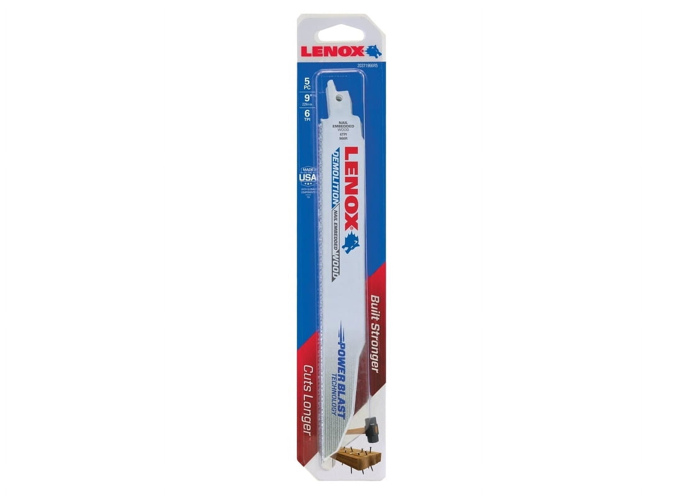 Lenox 9 in. Bi-Metal Reciprocating Saw Blade 6 TPI 5 pk