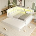 thumbnail image 4 of Harper & Bright Designs Upholstered Full Size Daybed with 2 Drawers, Day Bed Frame with Storage L-Shaped Headboard USB Ports and LED, White, 4 of 13