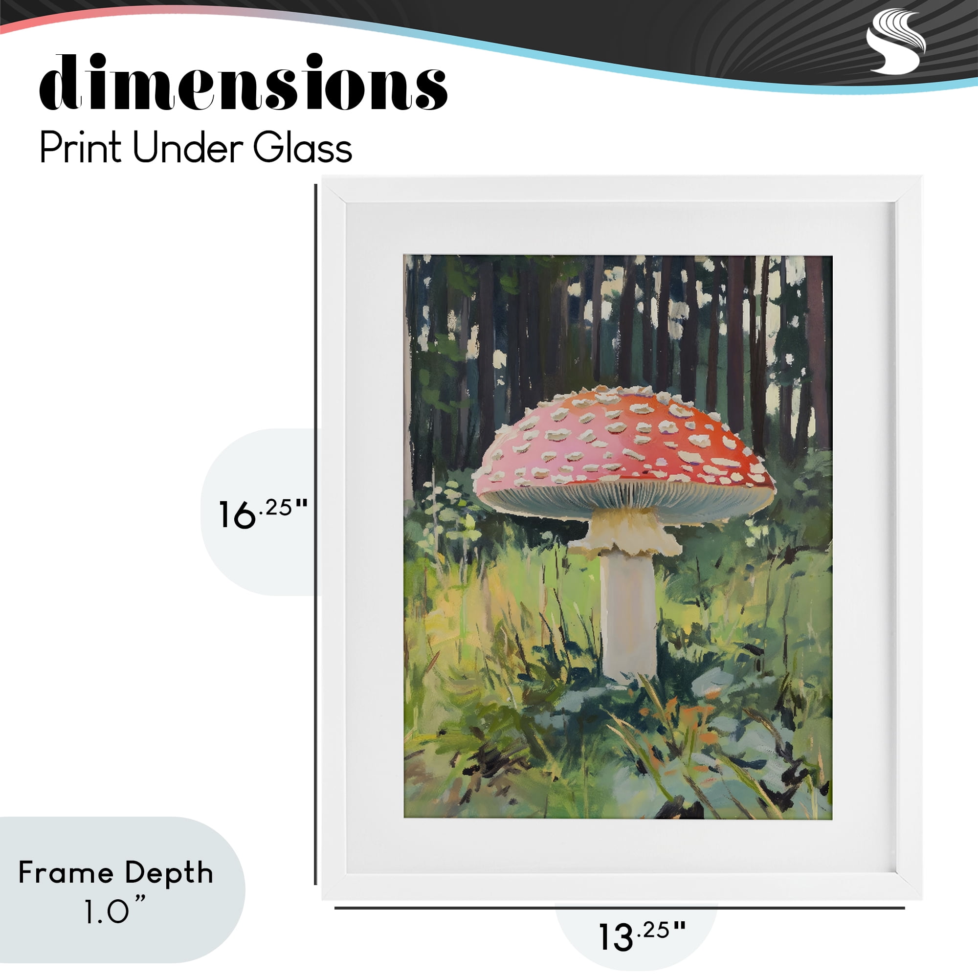 Stupell Industries Red Mushroom in Sunlit Forest White Framed Print Under Glass, design by The Prints Vibe