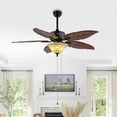 thumbnail image 5 of JONATHAN Y Poinciana 52" 3-Light Coastal Bohemian Iron/Wood Palm Leaf LED Ceiling Fan with Pull Chain, Dark Brown, 5 of 11