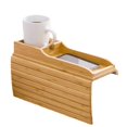 thumbnail image 1 of Bamboo Sofa Armrest Tray - Foldable & Portable Couch Cup Holder, Anti-Slip Armrest Tray for Snacks, Drinks, Phone, Remote & Mugs, 1 of 5