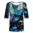 thumbnail image 4 of Mikilon Women 1/2 Sleeves Casual Shirts Pullover Loose Tops Floral Print Blouses, 4 of 5