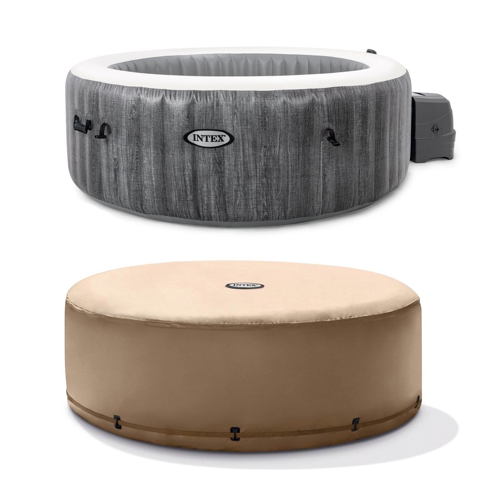 Intex Greywood Deluxe 4 Person Inflatable Hot Tub Jet Spa & Cover