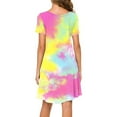 thumbnail image 3 of Drindf Women's Midi Tie Dye Dress Casual Short Sleeve O Neck Swing Dresses for Beach, 3 of 6