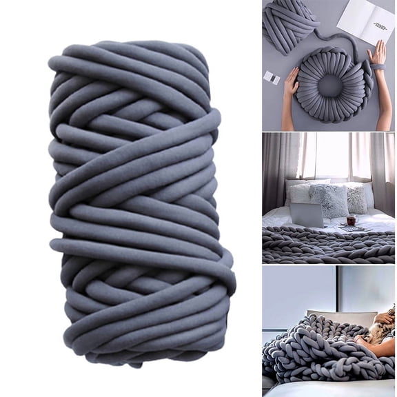 Giant Chunky Yarn Super Chunky Vegan Yarn for Blanket Making Soft Chunky Knit Chenille Yarn Dark Gray Jumbo Chunky Yarn for Hand Arm Knitting