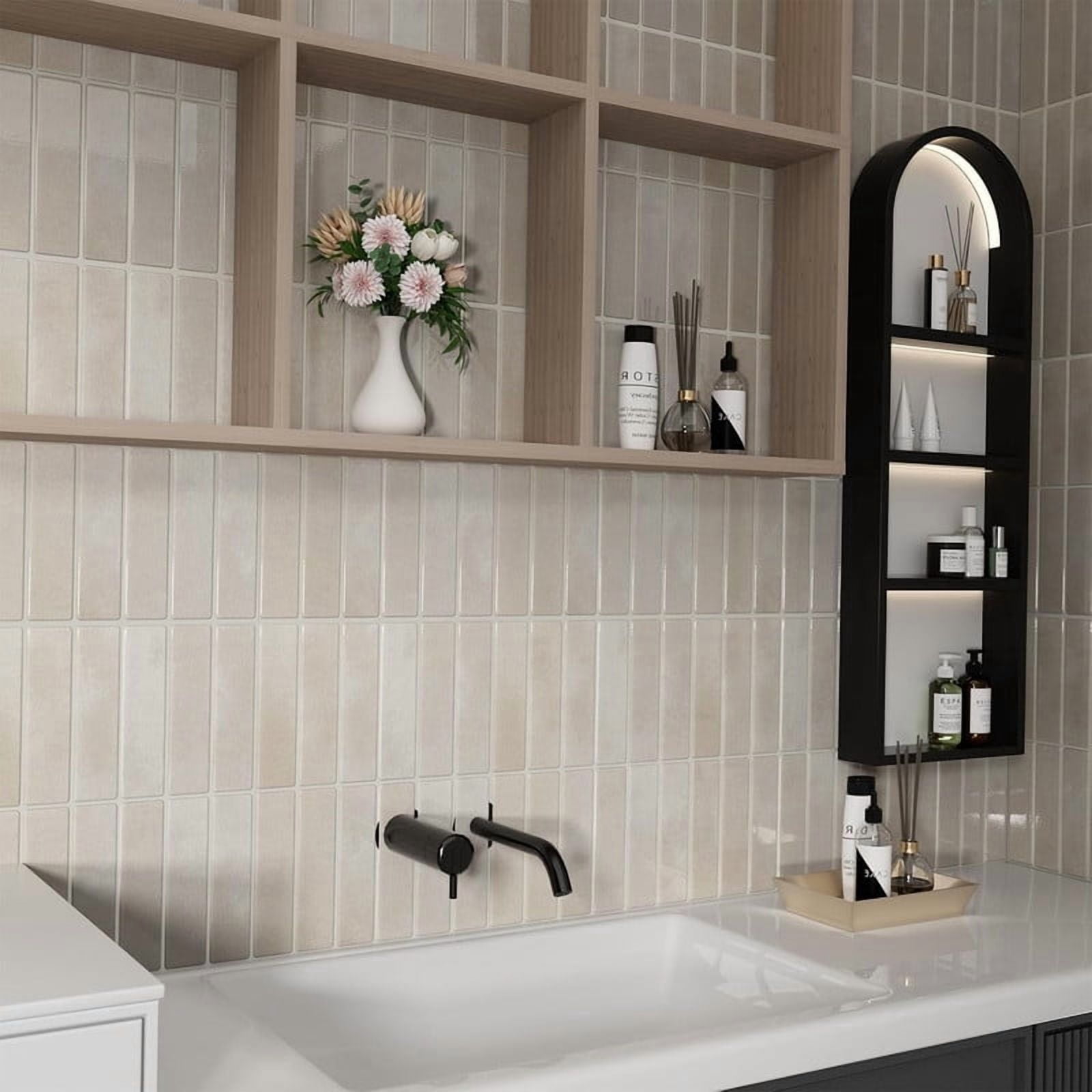 Easy4Home 10Pcs 3D Peel and Stick Backsplash 11.4"x9" Self-Adhesive Wall Tile for Kitchen Bathroom, Marble White