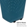 thumbnail image 5 of Mind Reader 60L Rolling Laundry Hamper, Clothes Basket, Lid, Wheels, Wicker Style, Plastic, 19.5"L x 14.75"W x 29.25"H, Blue, 5 of 11