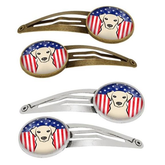 Carolines Treasures BB2152HCS4 American Flag & Yellow Labrador Barrettes Hair Clips, Set of 4