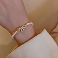 thumbnail image 2 of Pearl Bracelets for Women Dainty Bow Charm Bracelet Baroque Pearl Jewelry Trendy Stuff Bridesmaid Bridal Wedding Jewelry Gifts, 2 of 6