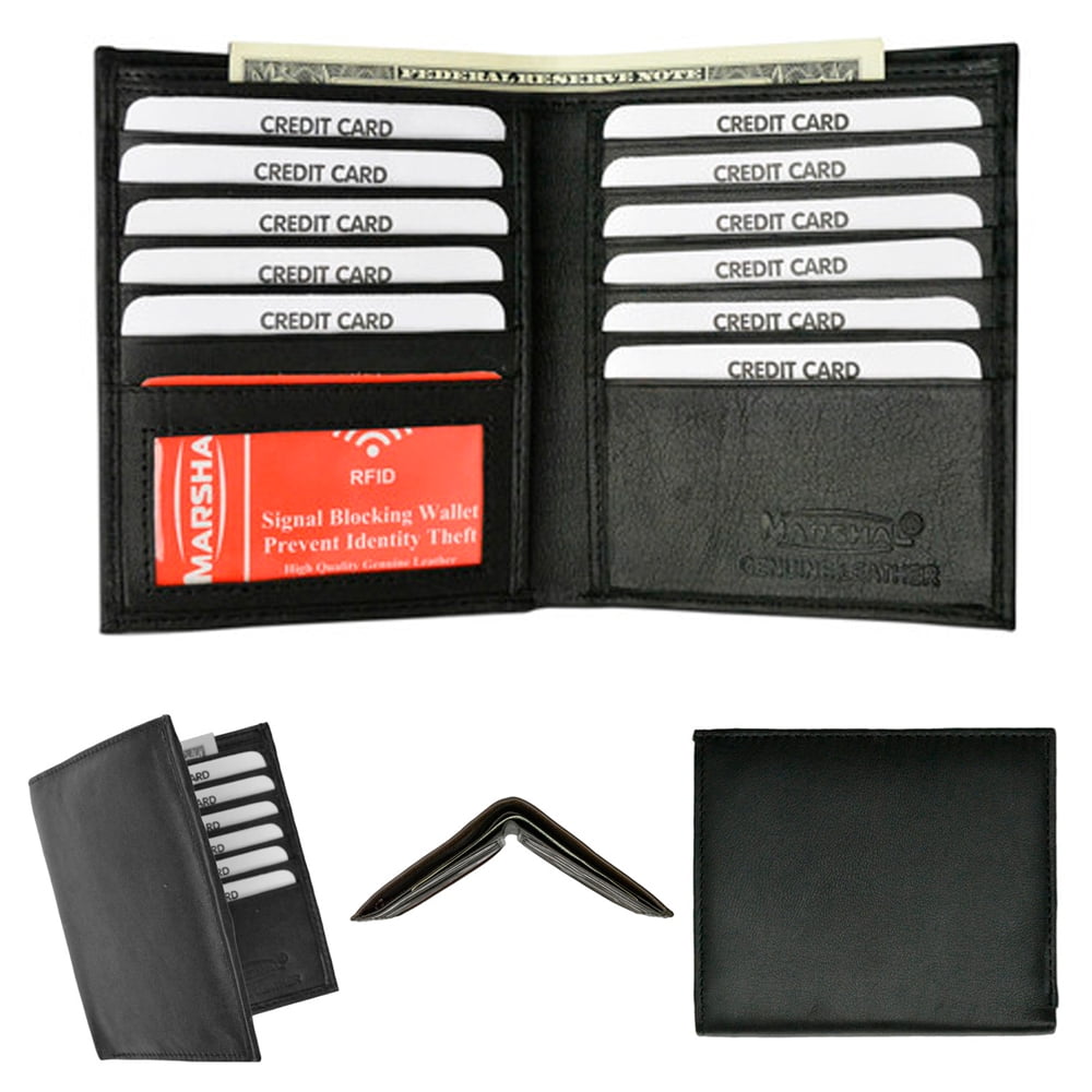 ID Holder Gents Soft Leather RFID Protected Credit Card Mens Travel Card 