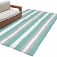 thumbnail image 2 of Area Rug 48×72in, Minimalist Turquoise Grey Striped Floor Carpet Living Room Rug, Modern Abstract Art Non-Slip Welcome Mat Indoor Rugs for Bedroom Dining Room, 2 of 9