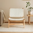 thumbnail image 4 of lios Innova | Silla Dun de madera de caucho color beige con asiento y respaldo en piel blanca, diseño contemporáneo y elegante., 4 of 9