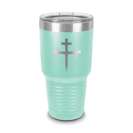 

Cross Crosslet Fitchy Tumbler 30 oz - Laser Engraved w/ Clear Lid - Stainless Steel - Vacuum Insulated - Double Walled - Travel Mug - heraldry - Teal
