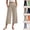34# Khaki, variant on Capri Pants for Women - Summer Cotton Linen Wide Leg Fold Over Cropped Gaucho Pant Casual Flowy Yoga Coluttes Orange XXL