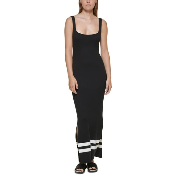 DKNY Jeans Ribbed Tank Sweater Dress Black/White 2XS